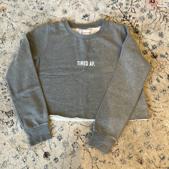 Grey cropped crewneck sweater - Picture 1 of 2